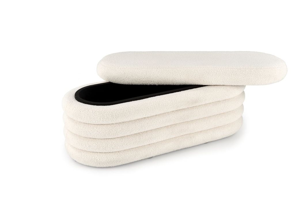 Buklé szövet pad, tároló funkcióval, krémszínű - MANILLE - Butopêa termék 2. képe